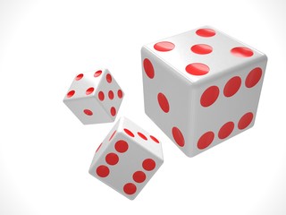 three dices on white