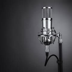 studio microphone on a gray background