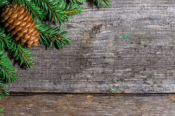 Naklejka premium Christmas background with bumps and fir branches