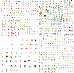 Mega set of geomeric company logos. Corporate business branding design elements