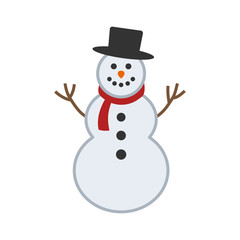 Happy winter snowman with hat and scarf vector illustration for apps and websites