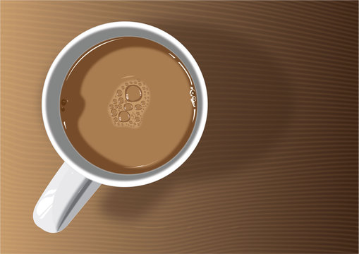Coffee mug on brown table