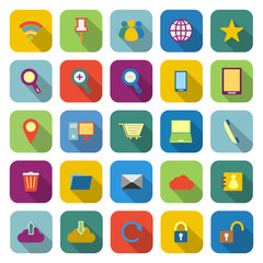 Internet color icons with long shadow