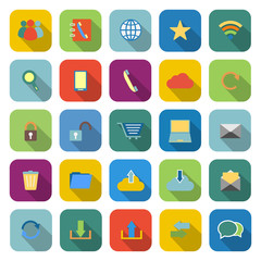 Communication color icons with long shadow