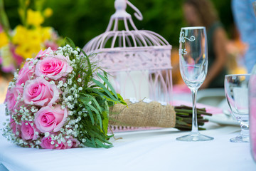 Bride Flower Bouquet on Table