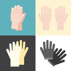 Vector hand and gloves, flat design
