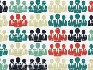 Law concept: Business People icons on wall background