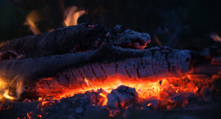 smoldering bonfire