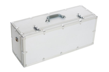 Aluminum suitcase isolated on a white background