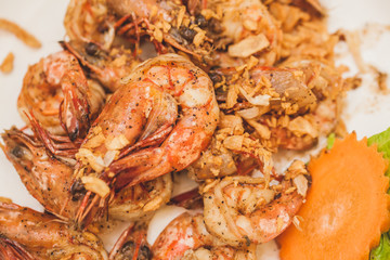 Background of Fried Prawns , closeup