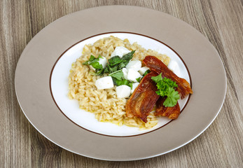 Risotto with mozzarella and bacon