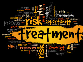 Treatment word cloud, business concept background
