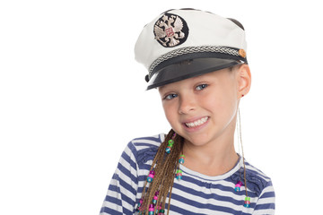 Happy little in a suit cabin boy