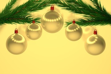 Fototapeta na wymiar set of gold Christmas balls