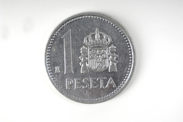 one peseta, coin of Spain