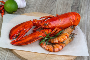 Lobster and shrimps