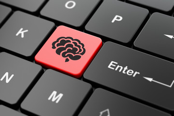 Science concept: Brain on computer keyboard background