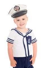 Boy in a suit of the sea cabin boy.
