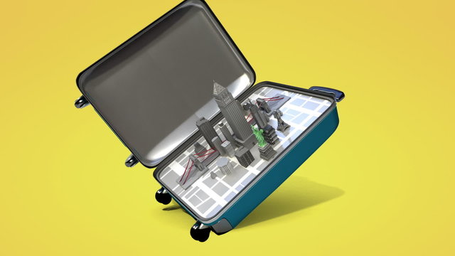 Opened a traveling bag, trunk, Prepare to travel for city, tour 2 (included alpha)