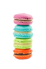 Many Tasty colorful macaroon isolated on a white background