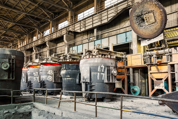 Metal smelting furnace in steel mills