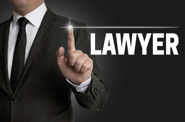 lawyer touchscreen is operated by businessman concept