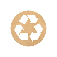 Recycling symbol on cardboard paper texture