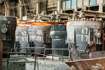 Metal smelting furnace in steel mills