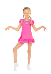 Beautiful ballerina in pink dress