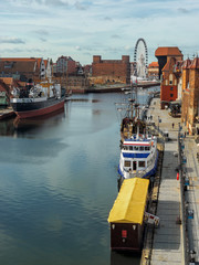 Obraz premium Old town of Gdansk at Motlawa river, Poland - panorama