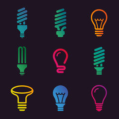 Light bulbs. Bulb icon set
