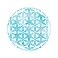 Watercolor sacred geometry. Flower of life.