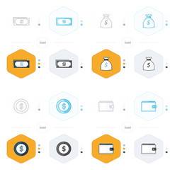 pouch, Money bag, money, coin icons