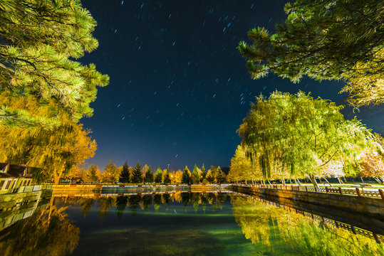 yıldızların altında sonbahar manzarası