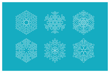 Snowflakes icons. Vector set.