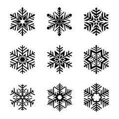 Snowflakes icons. Vector set.