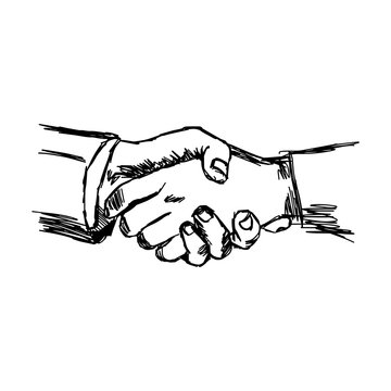 illustration vector doodle hand drawn sketch of handshake betwee