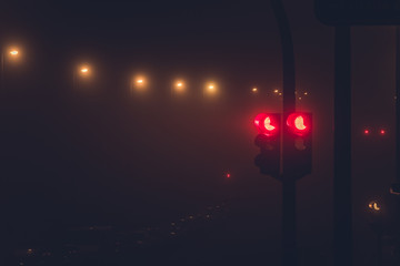Traffic Red Light and Fog