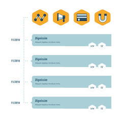 design timeline template  bule, yellow color style