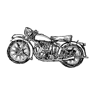 illustration vector doodle hand drawn of sketch retro military motorcycle
