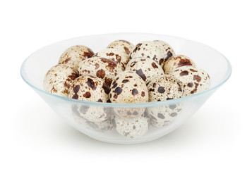 Quail eggs isolated on white background with clipping path