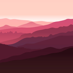 Fototapeta na wymiar View of pink purple mountains.Mountain landscape.