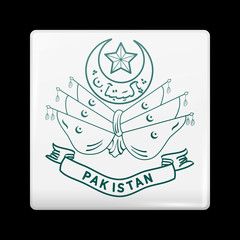 Old Emblem of Pakistan. Glassy Icon Square Shape
