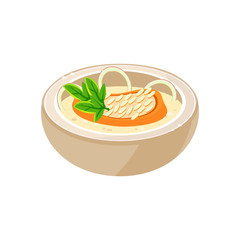 Onion Soup in a Bowl. Vector Illustration