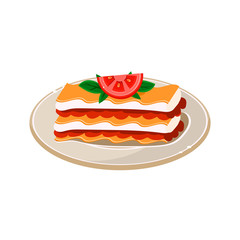 Waffle with Tomato. Vector Illustration