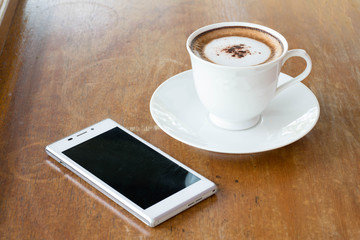 Fototapeta na wymiar coffee and smart phone