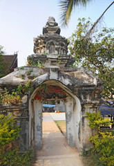 Gateway to the temple courtyard in Laos