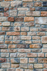 Colorful Stone Wall with Grey Mortar