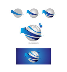 Blue arrow sphere 3d logo