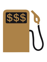 money dollar sign symbol rich gold winning pump refuel gas station